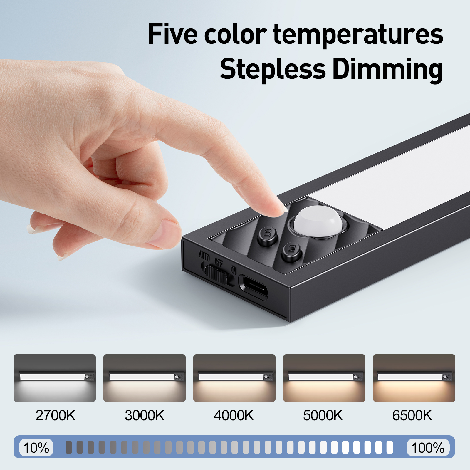 Under Cabinet Lights, 45LED Motion Sensor Cabinet Light,Magnetic Motion Activated Light, 5 Color temperatures Closet Light, Wireless USB Rechargeable Kitchen Cupboard Night Lights - 2Pack - Image 2